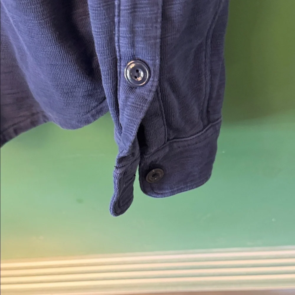 J. Crew Mens L Waffle-Lined Blue Garment-Dyed Harbor Shirt